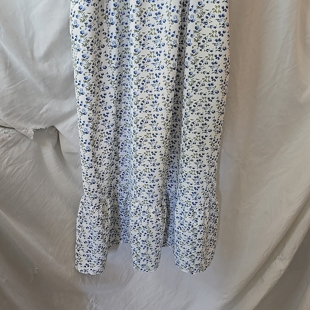 Roolee Women's Long Floral Dress Blue/white Cottagecore Peasant Fairy Sz M - Picture 3 of 16
